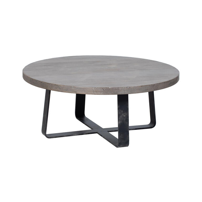 Mesa de centro natural de olmo y hierro Kaiyan