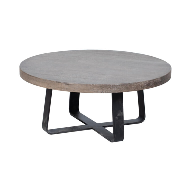 Mesa de centro natural de olmo y hierro Chotacabras