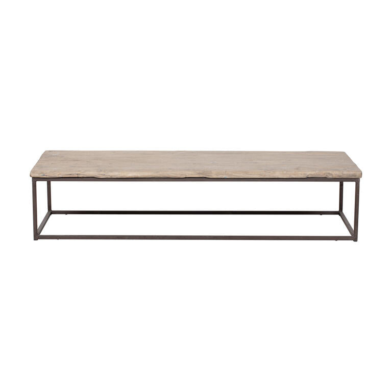 Mesa de centro natural de olmo y hierro Kaixin