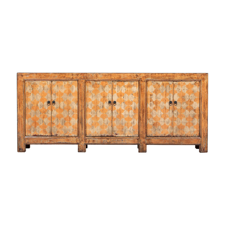 Cómoda antigua multicolor de pino con 6 puertas Junling