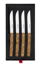 Set de 4 cuchillos chuleteros Icel ST01 con mango de madera de olivo