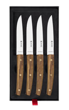 Set de 4 cuchillos chuleteros Icel ST05000 de filo liso con mango de olivo