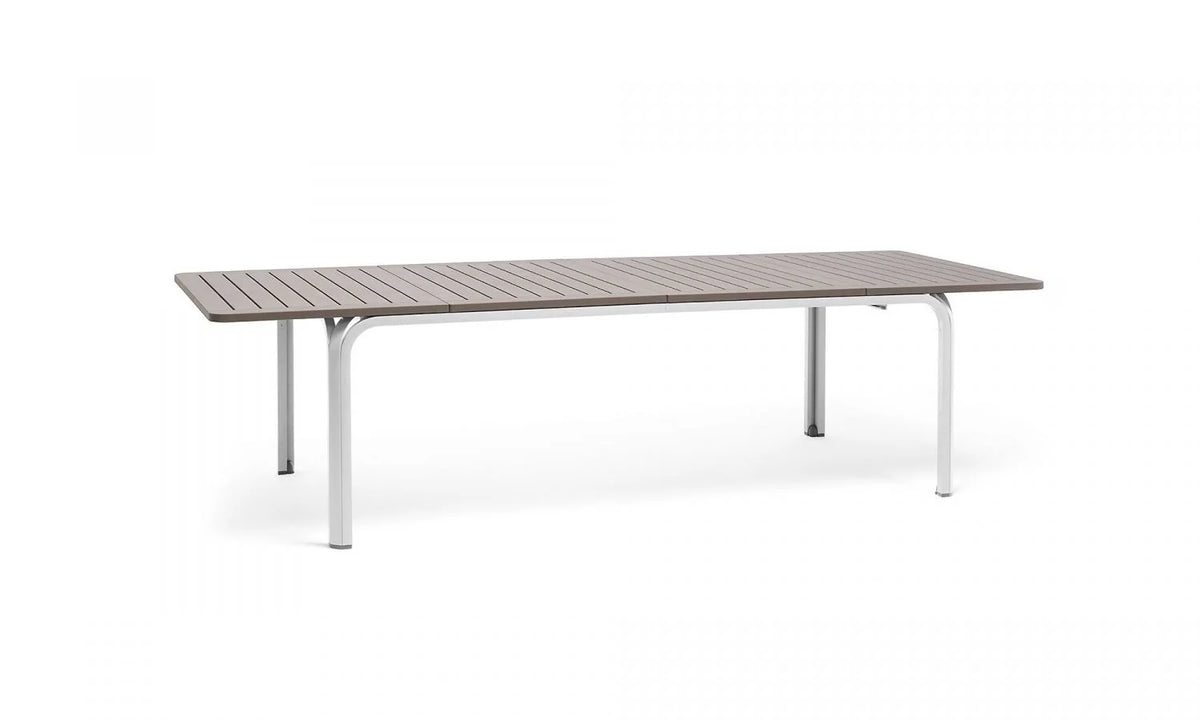 Set de comedor Alloro con sillones Palma Nardi – Mesa Alloro 210/280, blanco / topo