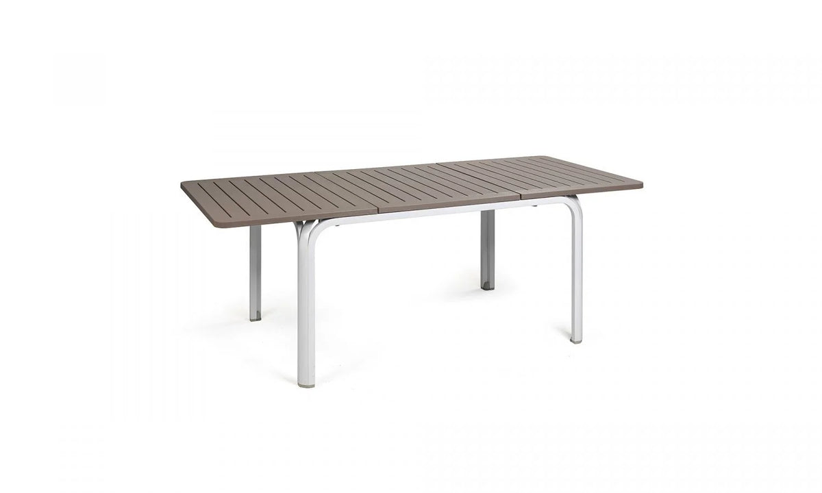 Set de comedor Alloro con sillones Palma Nardi – Mesa Alloro 140/210, blanco / topo