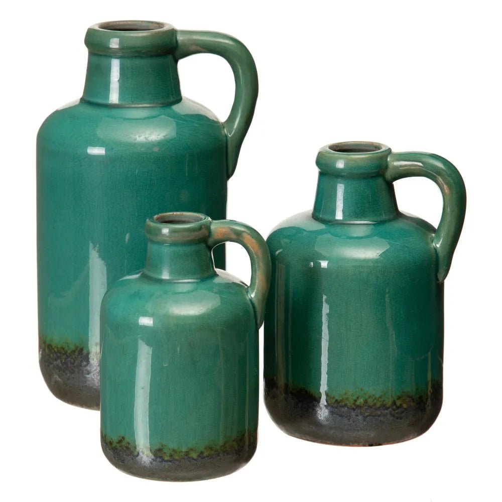 Jarrón de Cerámica Verde Agua - pino_y_jacaranda