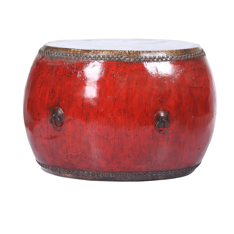 Tambor antiguo rojo de madera de olmo Junjin