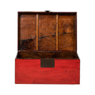 Baúl antiguo rojo de olmo con tapa Junlian