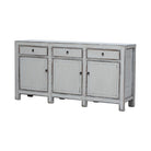 Cómoda antigua gris de álamo con 3 cajones y 3 puertas Lanzhen