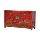 Cómoda antigua roja de pino con 2 puertas Caléndula