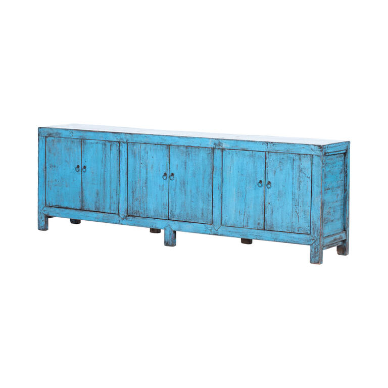 Cómoda antigua azul de olmo con 6 puertas Ningyun