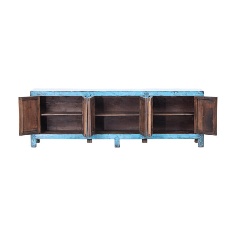 Cómoda antigua azul de olmo con 6 puertas Ningyun