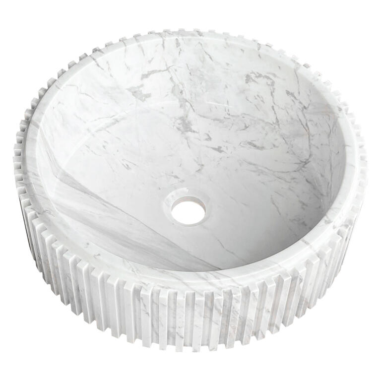 Lavabo redondo blanco de mármol Adularia