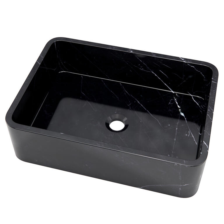 Lavabo rectangular negro de mármol Turmalina