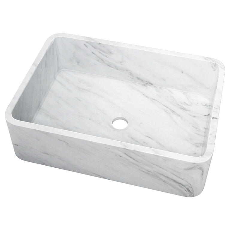 Lavabo rectangular blanco de mármol Cuarcita