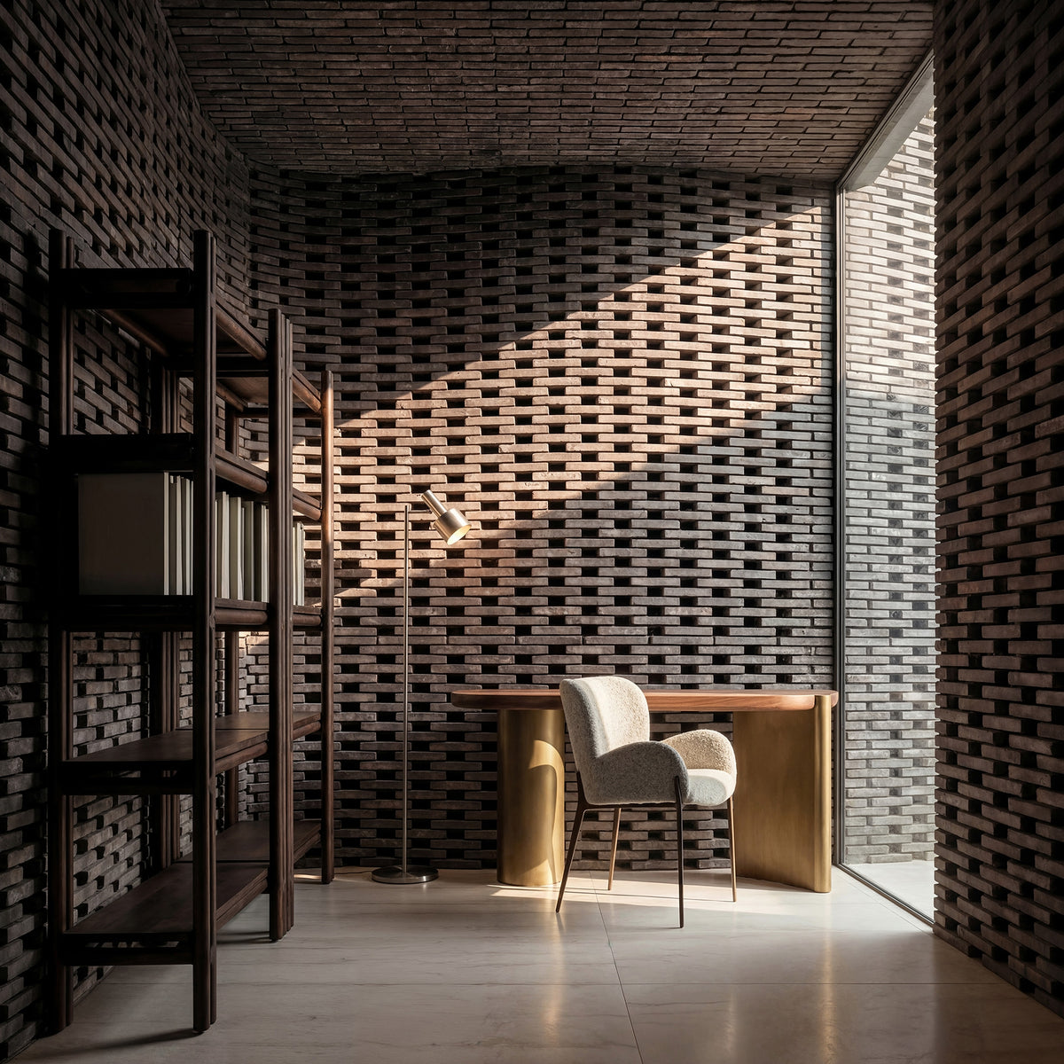 Lámpara de pie de acero plateado Brisa