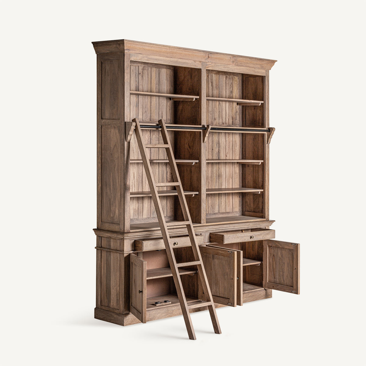 Librería de madera de mango y hierro Grecale