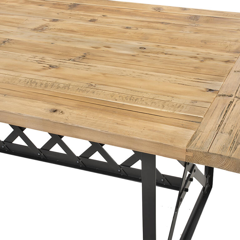 Mesa de comedor natural de pino y hierro Obenque