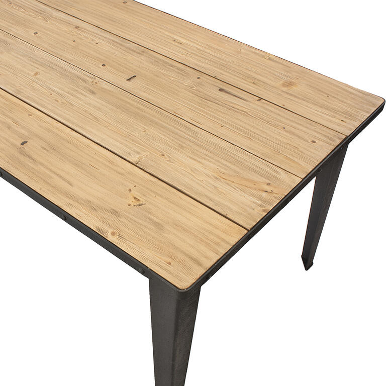 Mesa de comedor natural de pino y hierro Estay