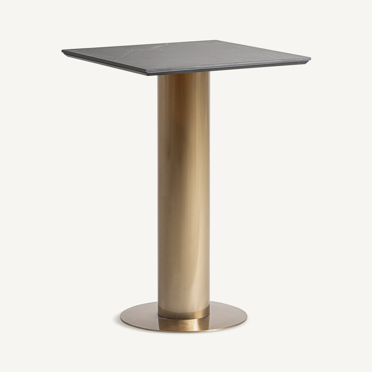 Mesa alta de acero y porcelánico Yegen 65 x 65 cm