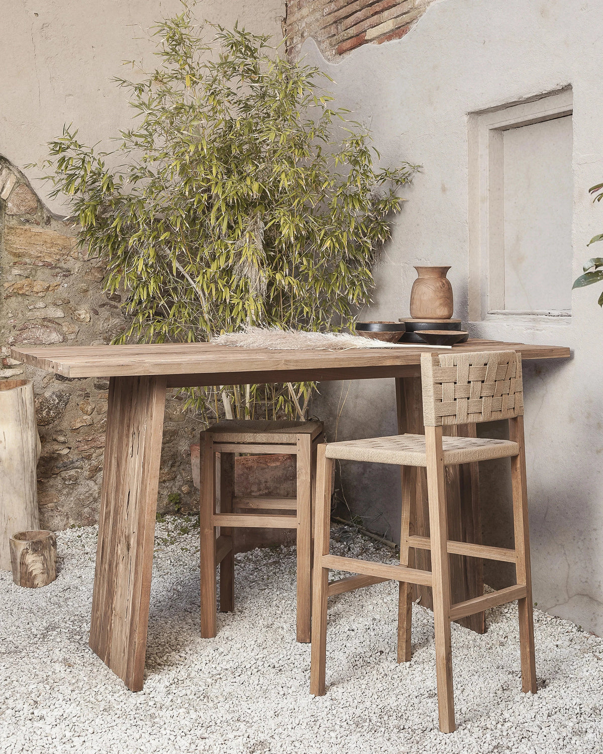 Mesa alta de teca reciclada Erosi