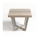 Mesa auxiliar cuadrada de exterior teca y metal beige Nazaré