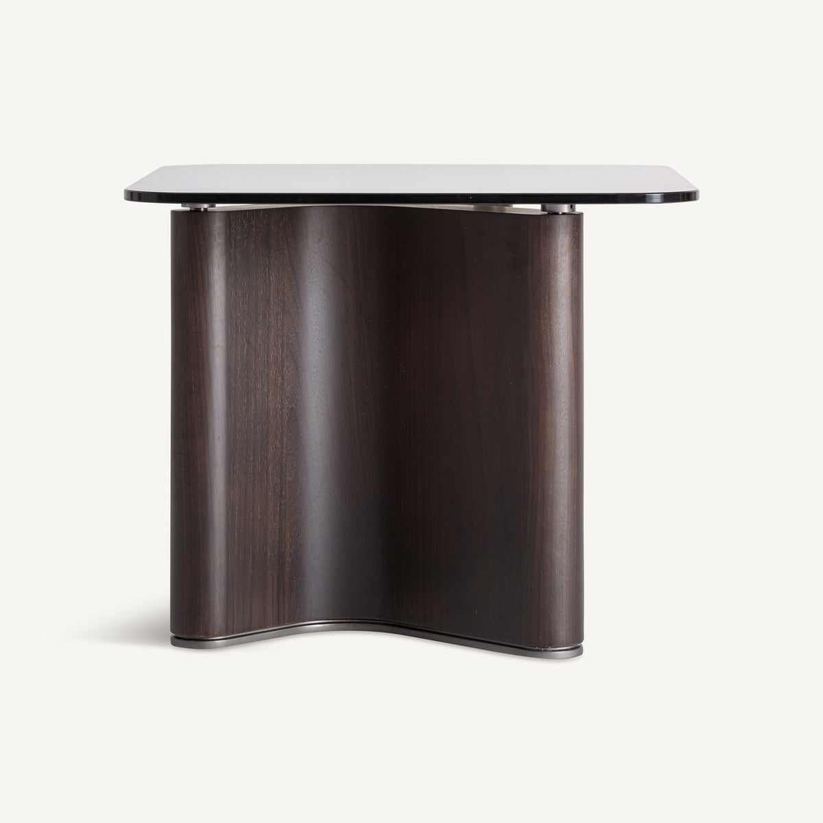 Mesa auxiliar de fresno y cristal Piñonero