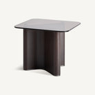 Mesa auxiliar de fresno y cristal Piñonero