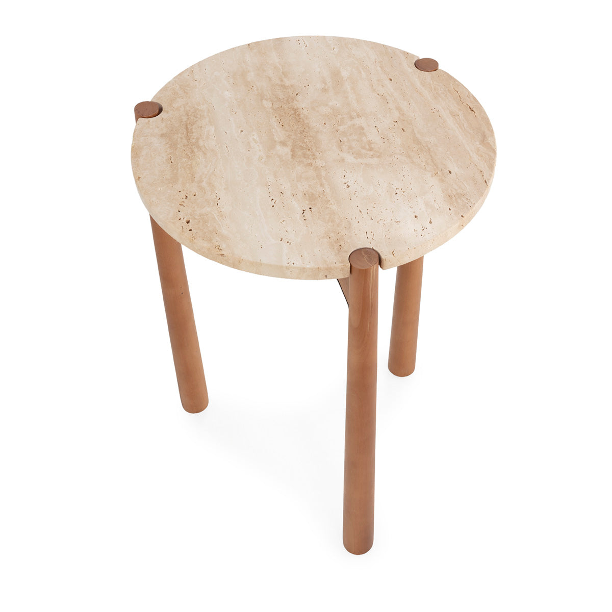 Mesa auxiliar de madera de abedul y mármol Garraf