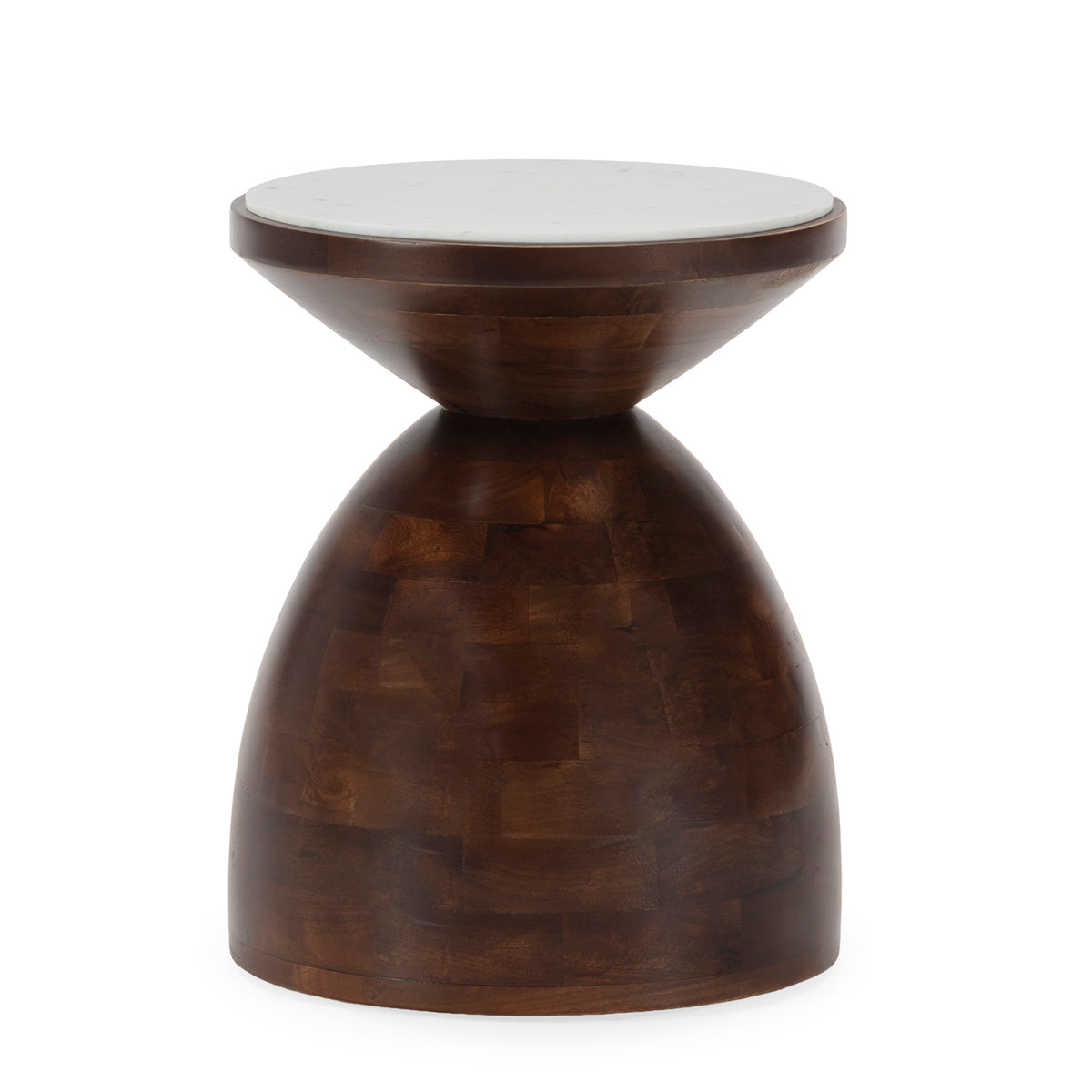 Mesa auxiliar de madera de mango y mármol Albal