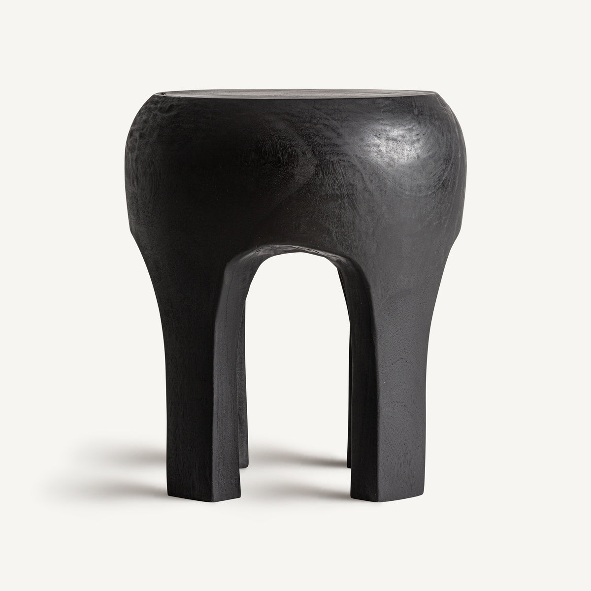 Mesa auxiliar de madera de suar negra Bejaia baja