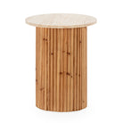 Mesa auxiliar de madera y mármol travertino Kardamili