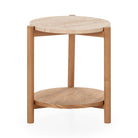 Mesa auxiliar de madera y mármol travertino Positano