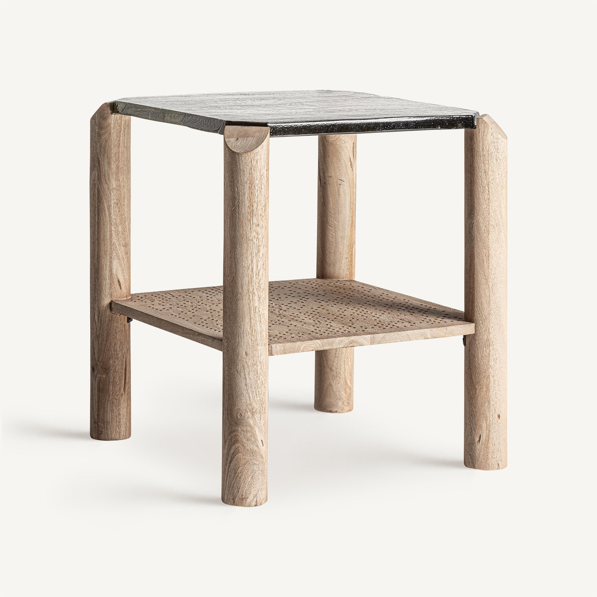 Mesa auxiliar de mango y vidrio Alcornoque