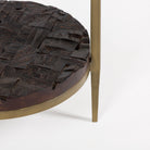 Mesa auxiliar de metal, madera y cristal Cervia