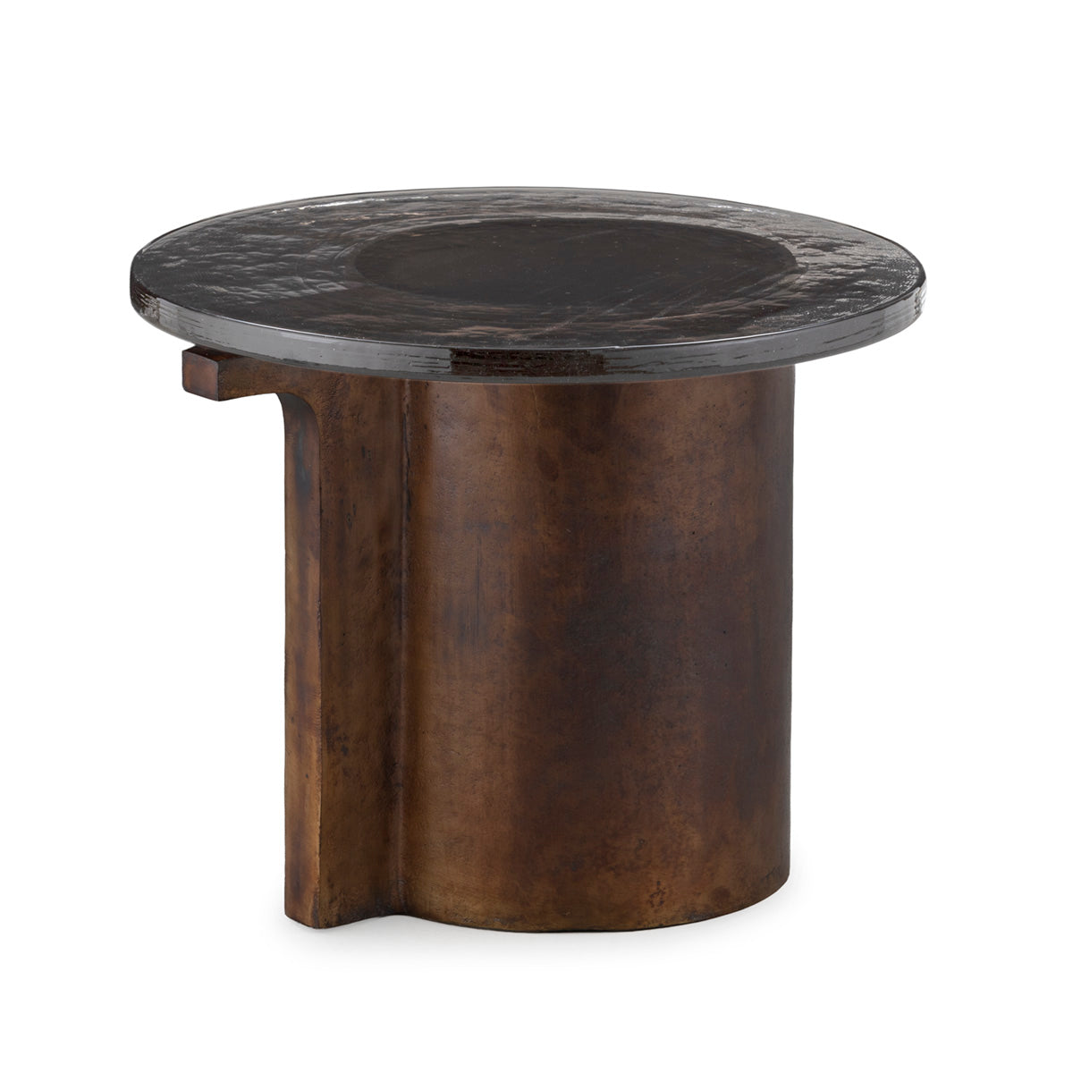 Mesa auxiliar de metal y cristal Lasarte