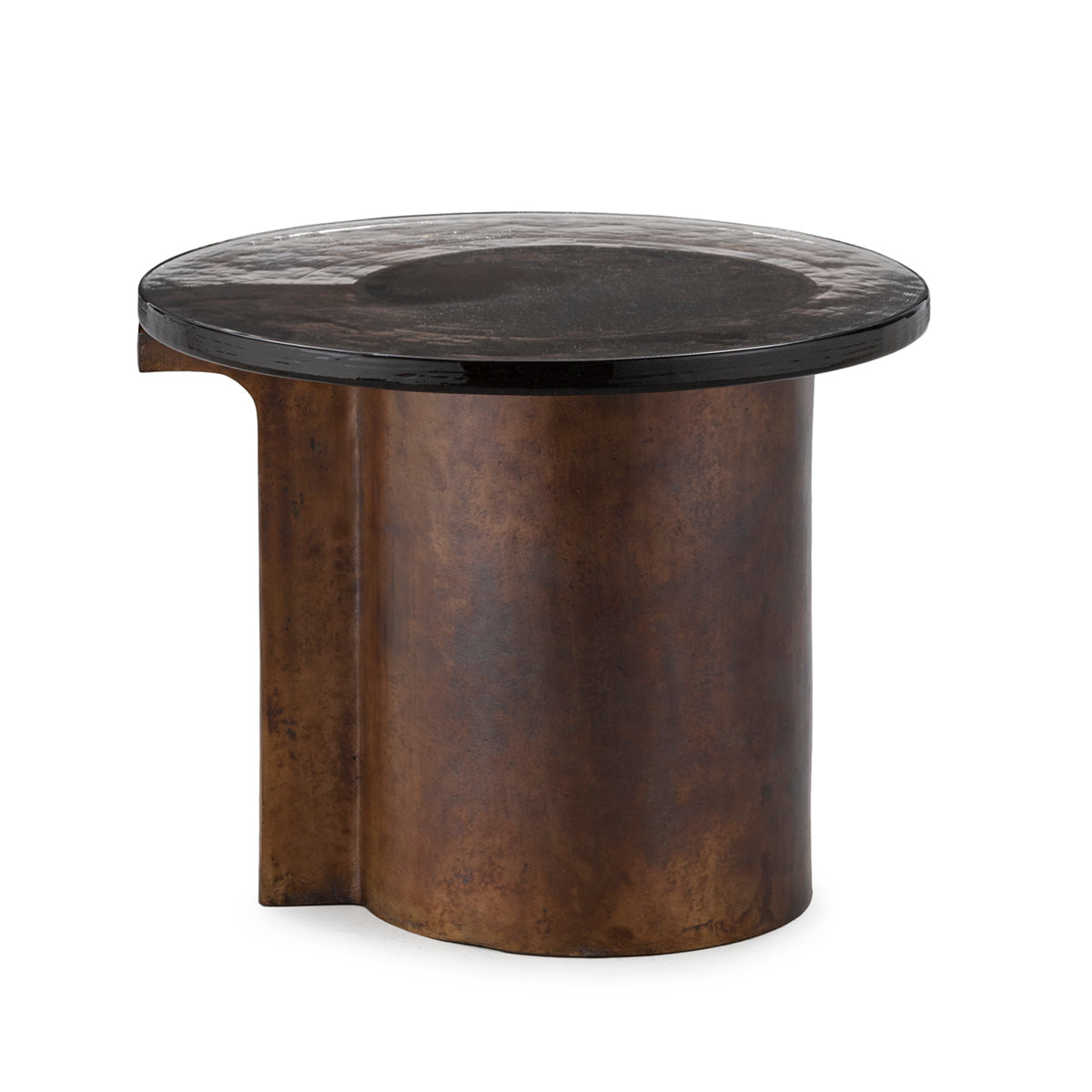 Mesa auxiliar de metal y cristal Lasarte