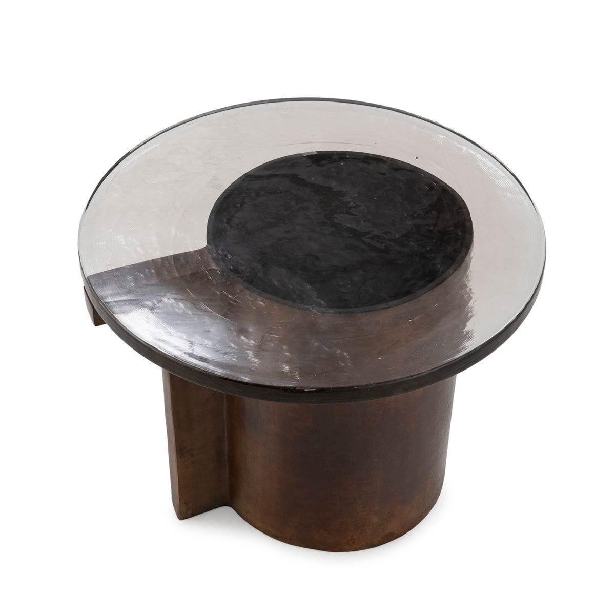 Mesa auxiliar de metal y cristal Lasarte
