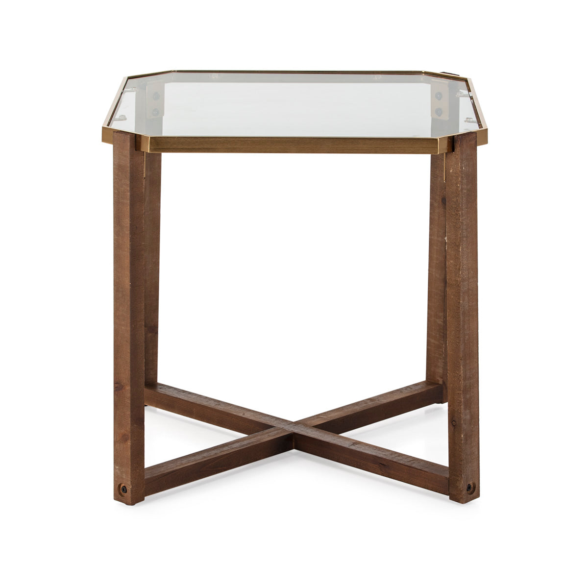 Mesa auxiliar de metal y cristal Patmos