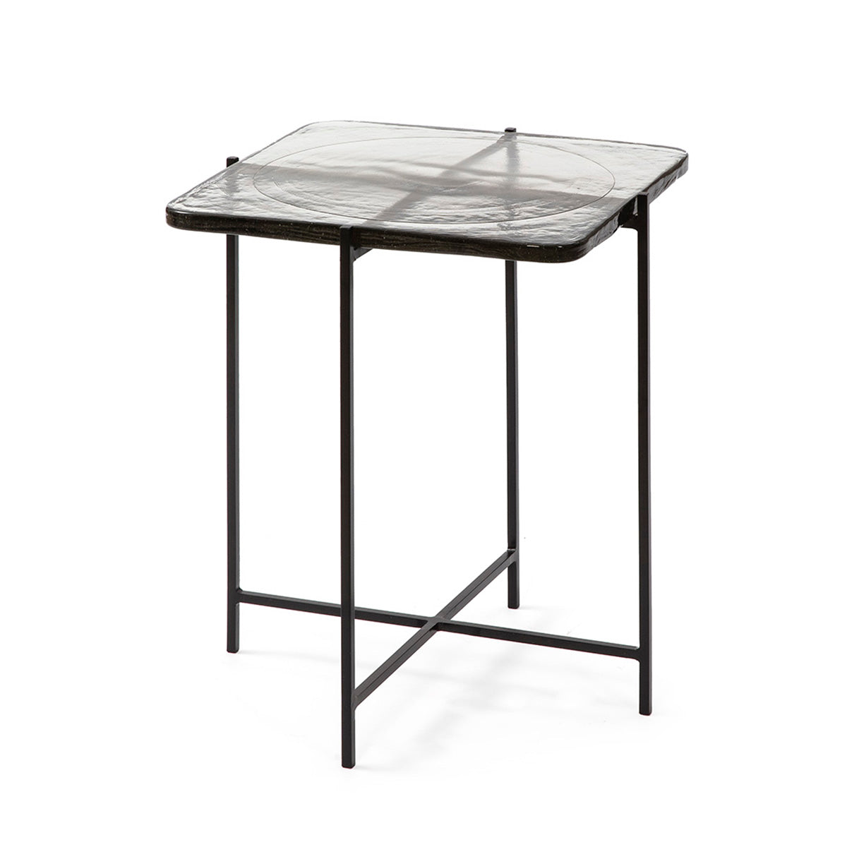 Mesa auxiliar de metal y vidrio Afragola