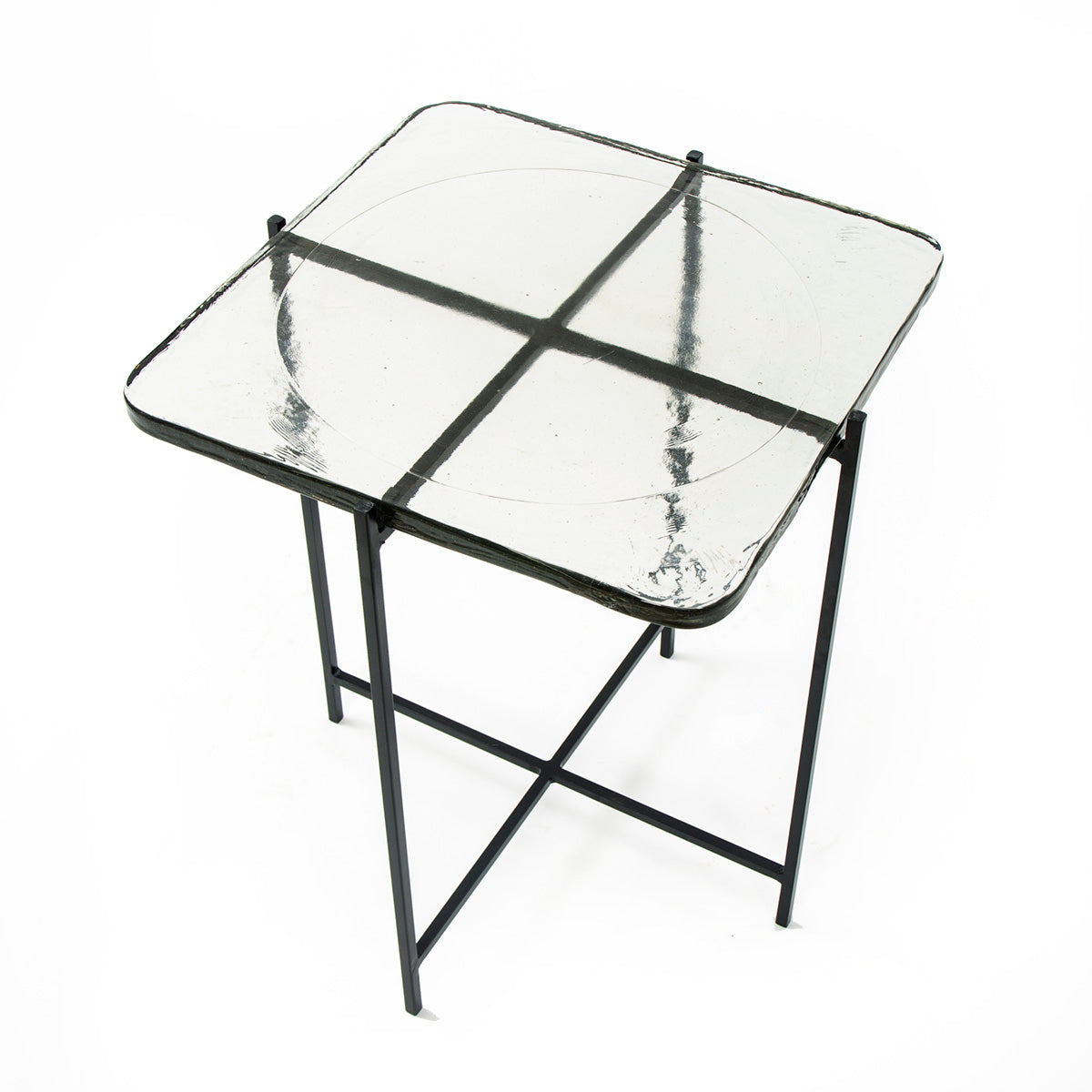 Mesa auxiliar de metal y vidrio Afragola