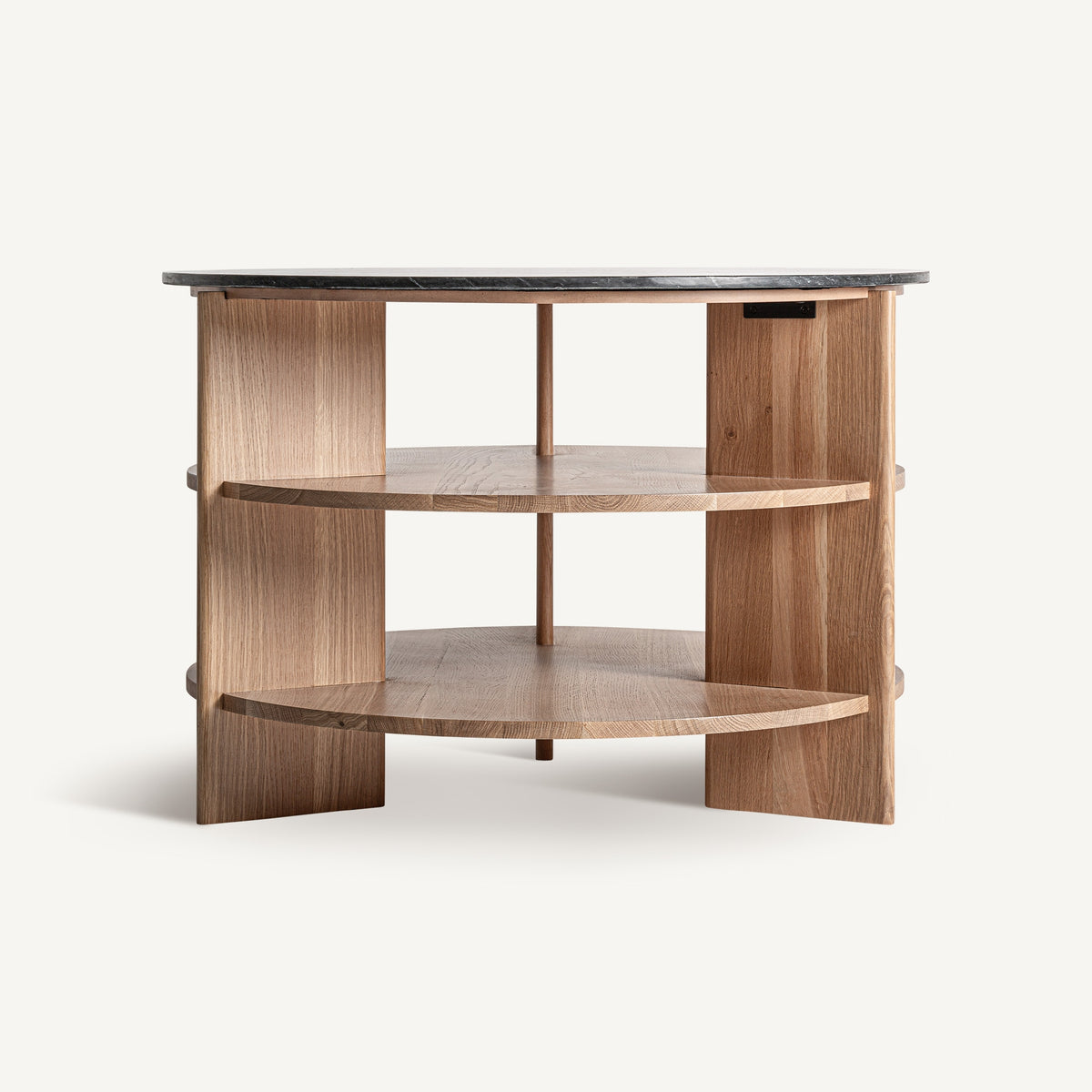 Mesa auxiliar de roble y travertino Carrasca