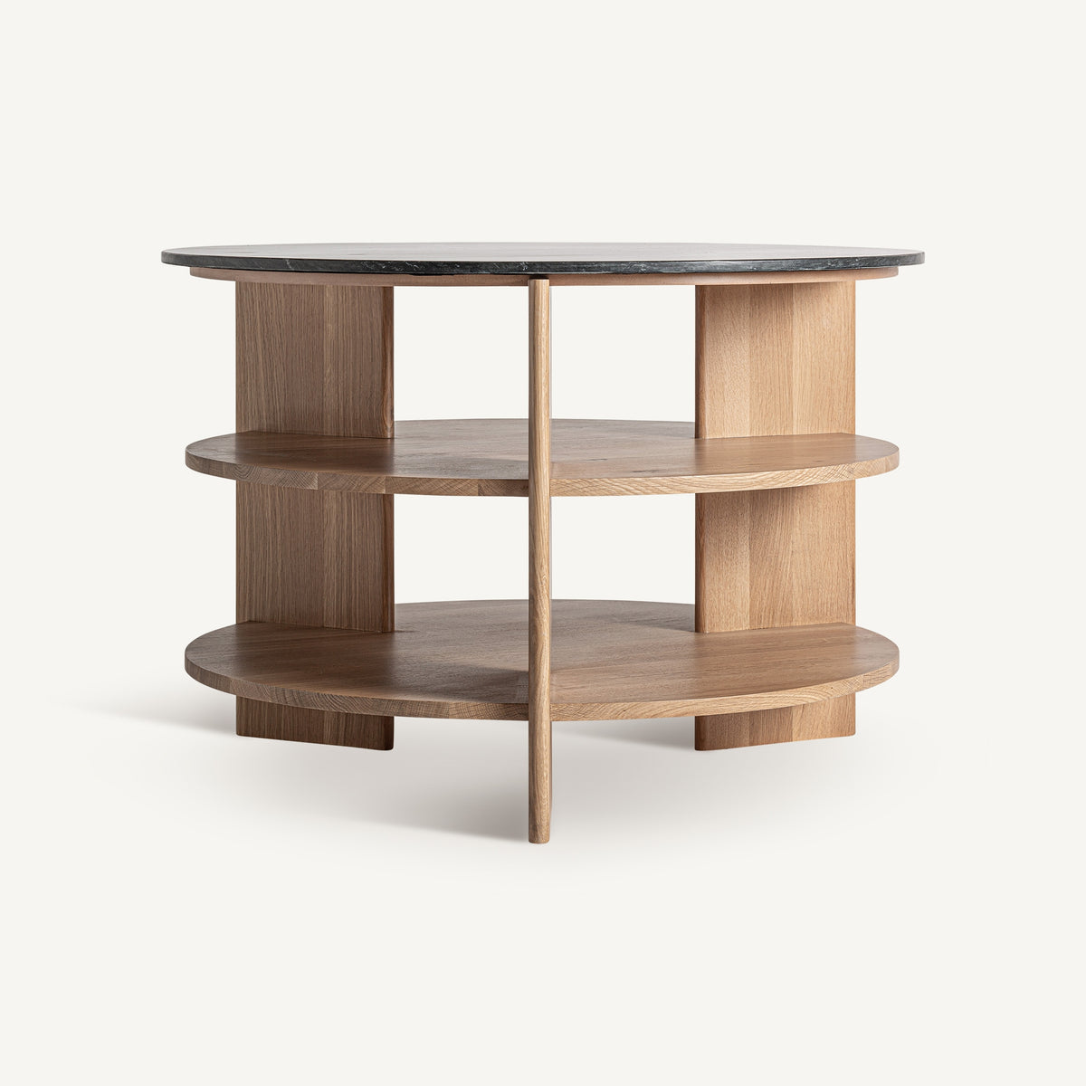 Mesa auxiliar de roble y travertino negro Restinga