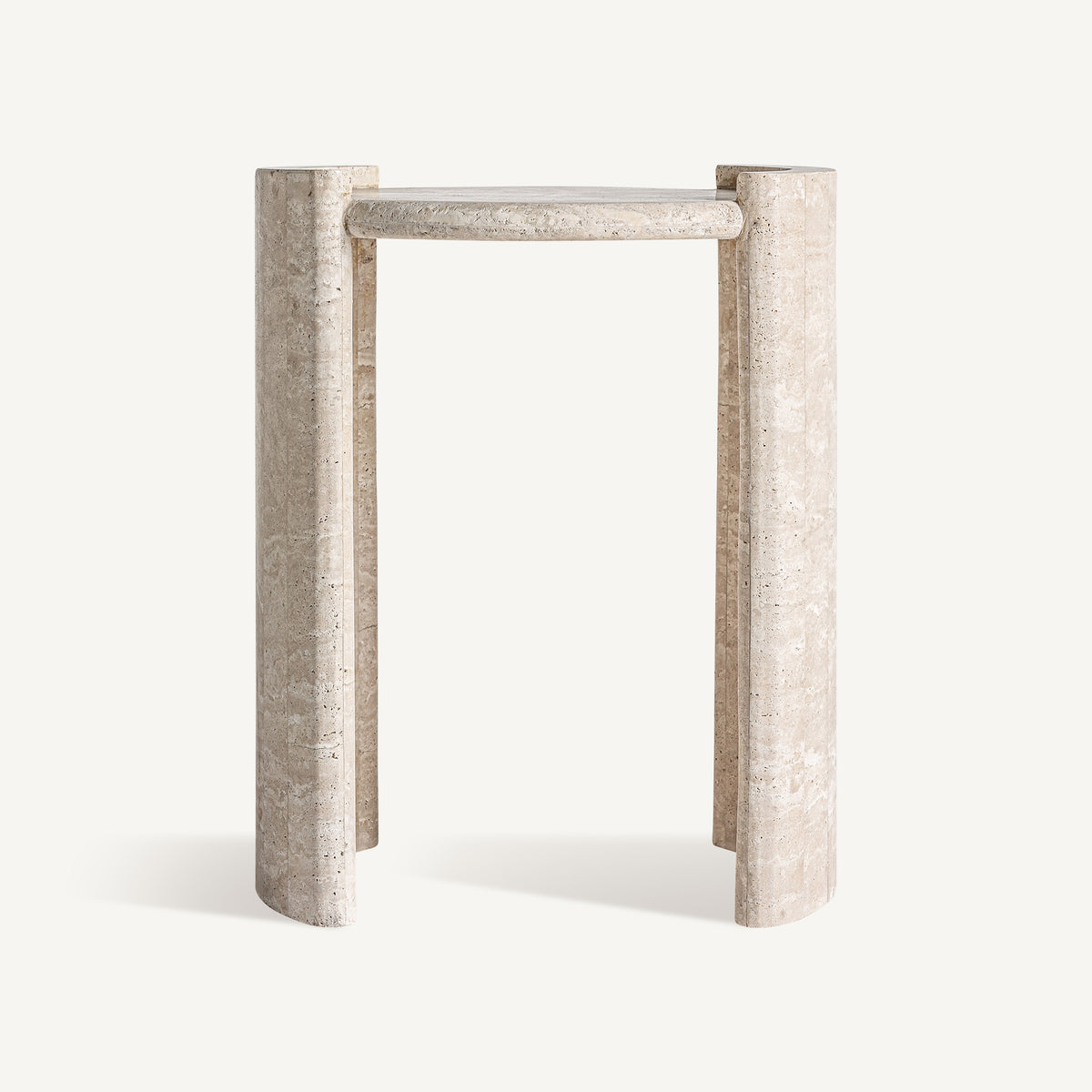 Mesa auxiliar de travertino beige Pita 45 cm