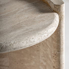 Mesa auxiliar de travertino beige Pita 45 cm