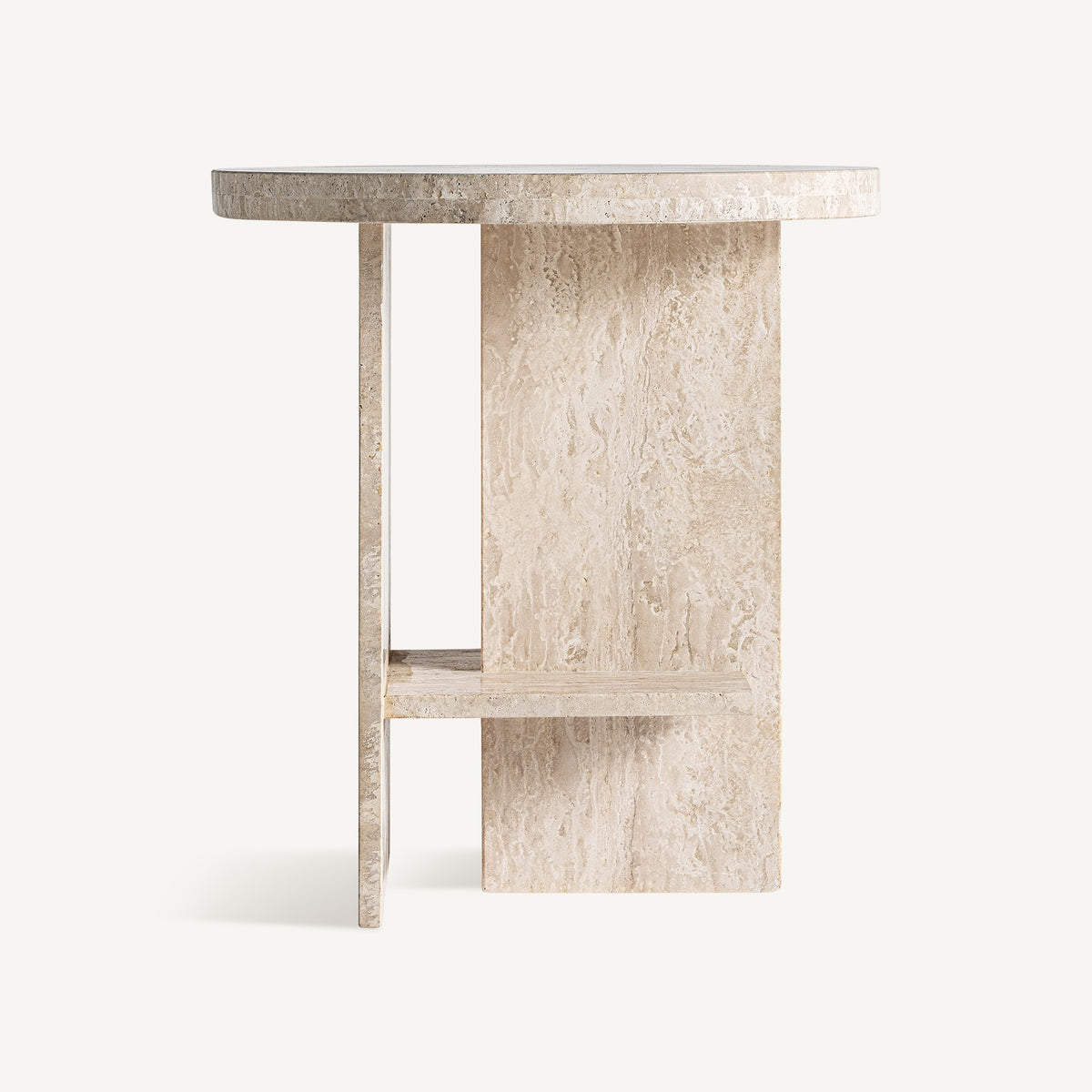 Mesa auxiliar de travertino beige Pita 50 cm