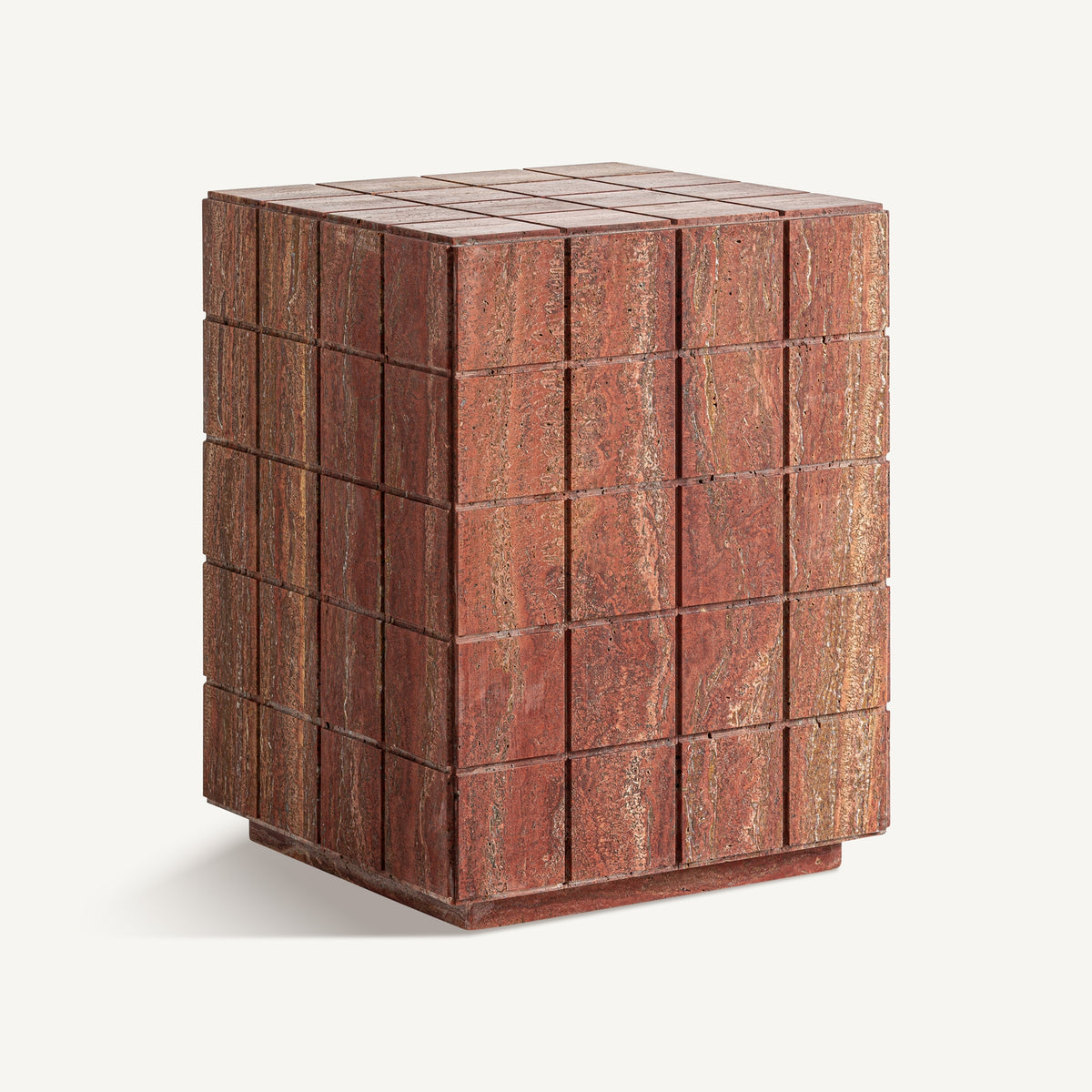 Mesa auxiliar de travertino terracota Hammamet