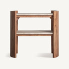 Mesa auxiliar de travertino y acacia Alhucema