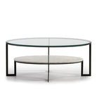 Mesa de centro de cristal, mármol y metal Lucca