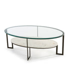 Mesa de centro de cristal, mármol y metal Lucca