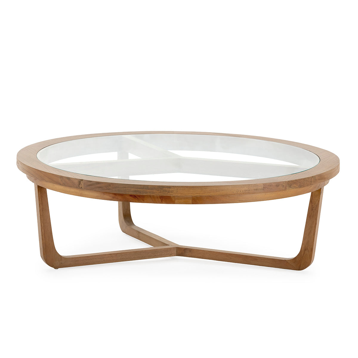 Mesa de centro de madera de cedro y cristal Livadeia